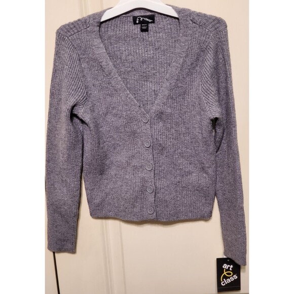 Art Class Girl's Cardigan Ribbed Button V-Neck Sweater Gray SMALL (6-7) NWT - Picture 1 of 6